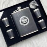 ⁨ست هیپ فلاسک چرمي استيل کد 1014